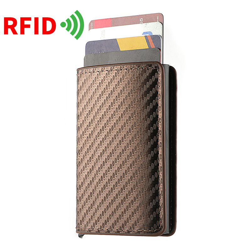 k3293 Carbon Fiber Card Pack Pops up for Credit Card Holder RFID Men's Wallet