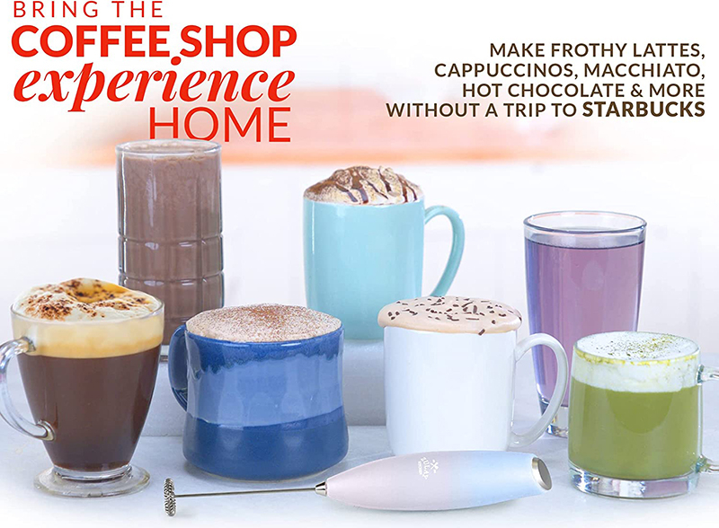 Ultron Milk Frother Electric - Battery Powered Coffee Blender Handheld - Easy to Use Coffee Blender Frother - Portable Mini Blender for Cappuccino, Smoothie, Matcha, Hot Chocolate, Mini Foamer