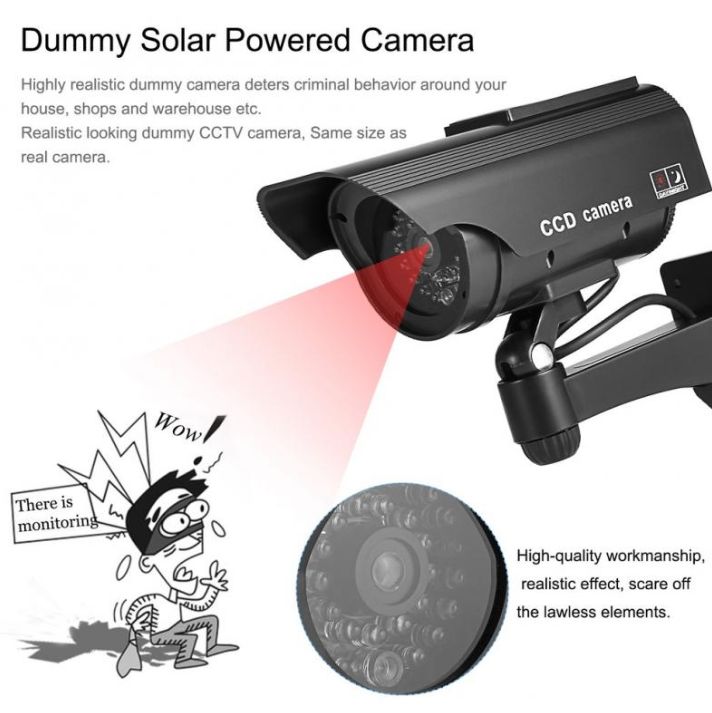 Dummy Camera Solar Battery Powered Flicker Blink LED Fake Indoor Outdoor Surveillance Security Camera Bullet CCTV Camera