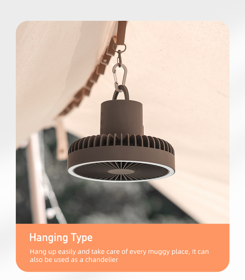 MECOLA Portable Camping Fan with LED Lantern, 10000mAh Battery Operated USB Rechargeable Fan with Hanging Hook, 3 Lights Modes, 3 Speeds Quiet Ceiling Fan, Tent Fan with Tripod for Outdoor Emergency Outage