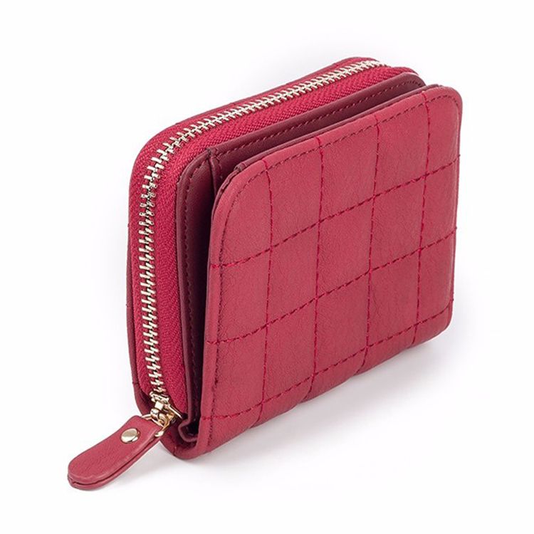Women Short Wallets PU Leather Female Plaid Purses Nubuck Card Holder Wallet