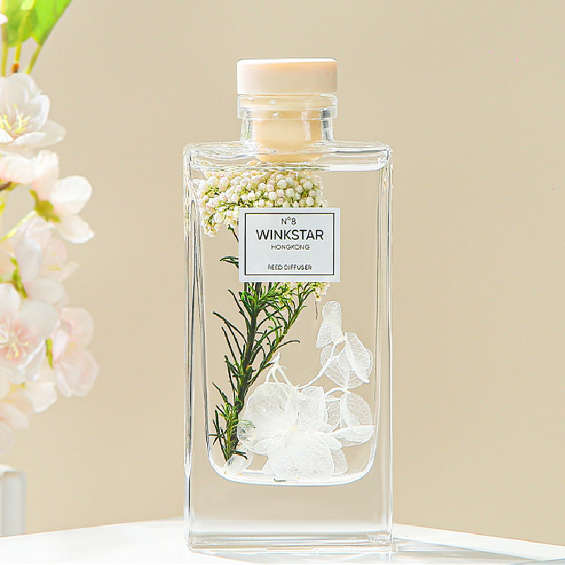 56235 150ML Empty Aromatherapy Bottles Home Fragrance Glass Bottles without Essential Oil and Rattan Sticks for Home Decor
