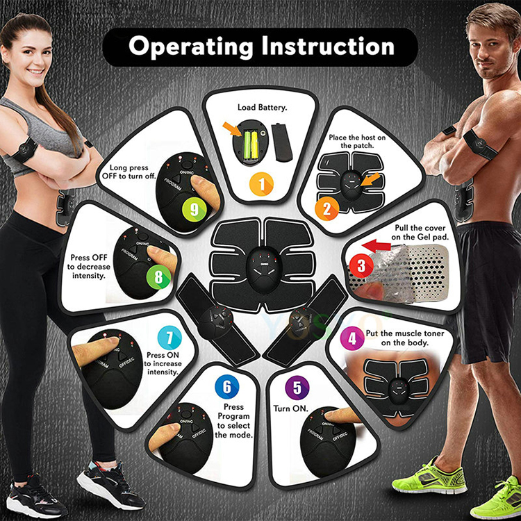 3 in1 Muscle Trainer Electronic Muscle Exerciser Machine Fitness Toner Belly Leg Arm Workout Equipment