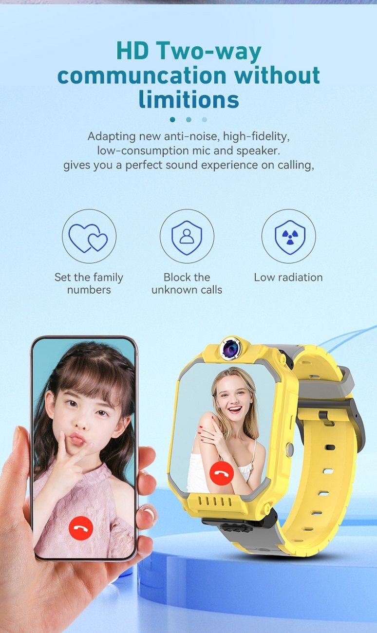 Kids Smartwatch GPS Tracker + Video / Voice Chat | SOS Button | 