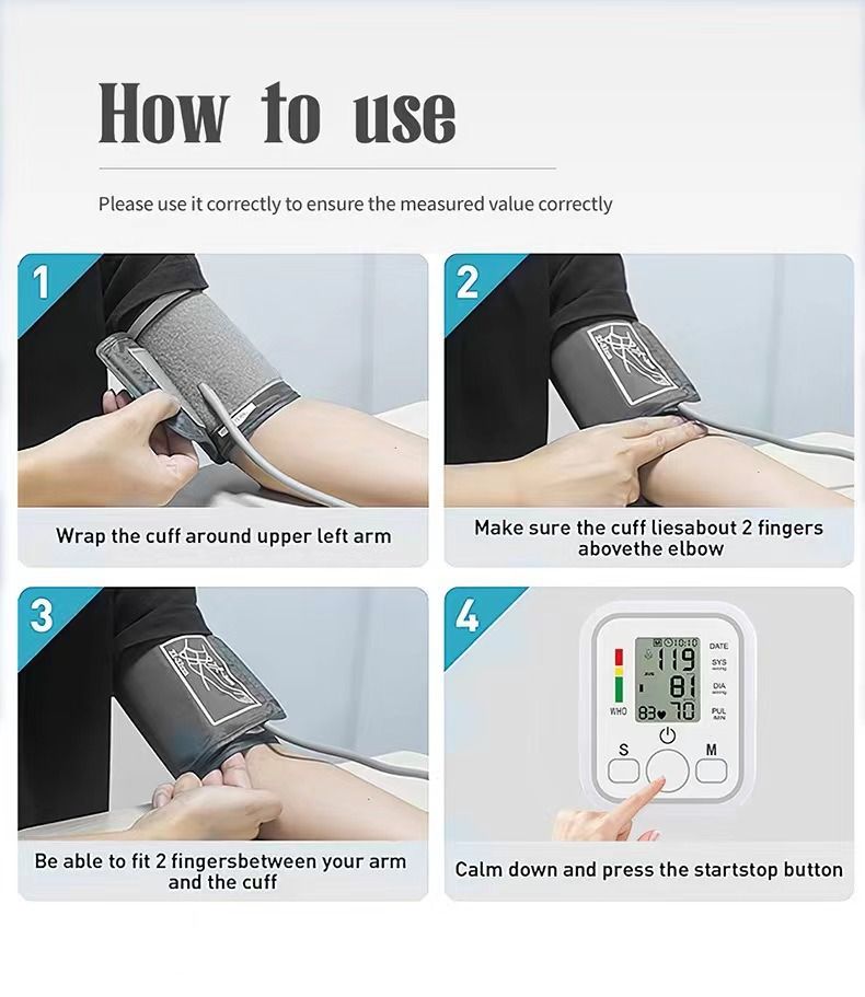 Fully Automatic Intelligent Electronic Blood Pressure Monitor, Large Screen Touch Control Household BP Measuring Device for Export
