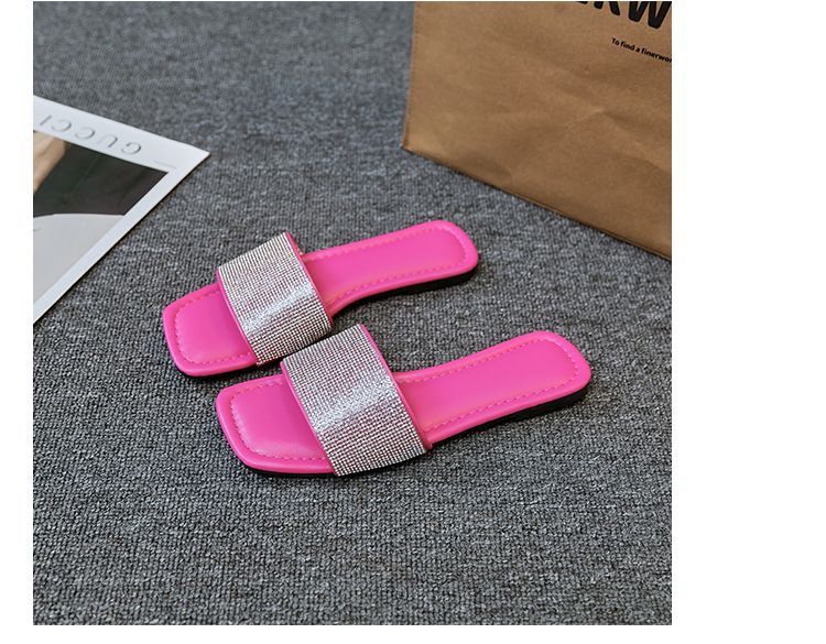 Square head flat flat comfortable slippers 2024 new women's drag outside to wear Europe and the United States large size leisure beach sandals 993