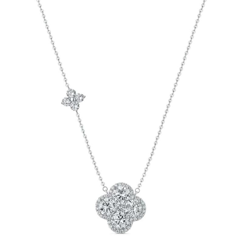 Luxury Clover Necklace Full Diamond 8 Hearts & 8 Arrows Design Elegant Minimalist Jewelry Versatile Fashion Pendant for Women Daily Wear