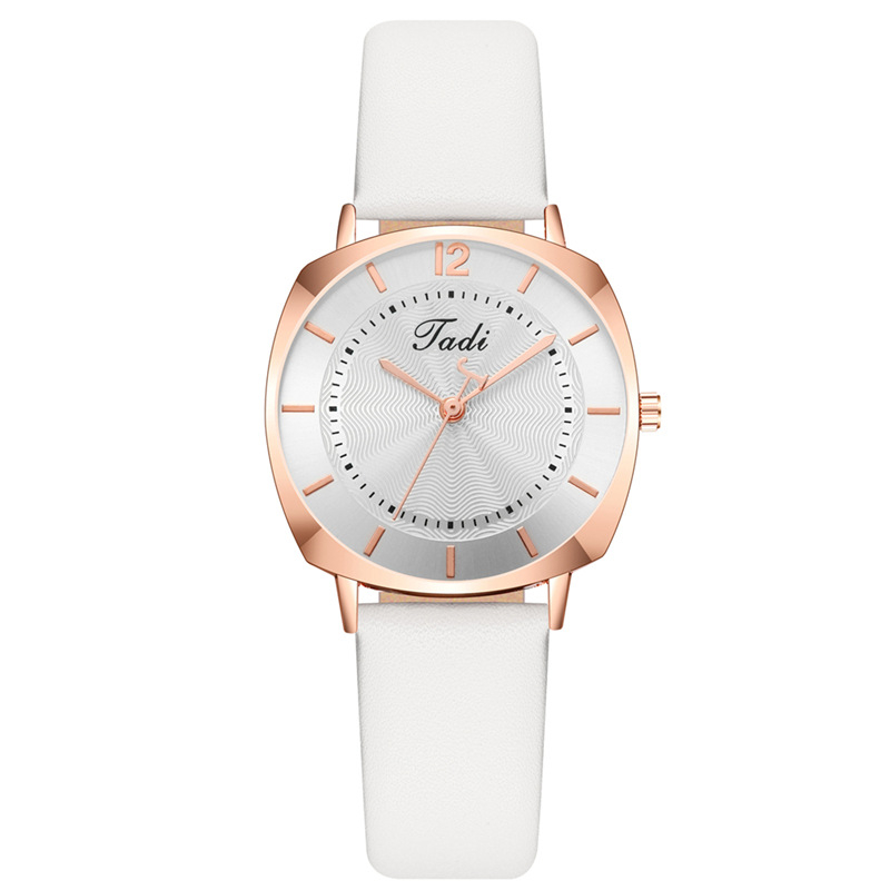 PD1007-1 Ladies PU Leather Watches Water Waves Face Fashion Minimalist Quartz Dress Watches for Women