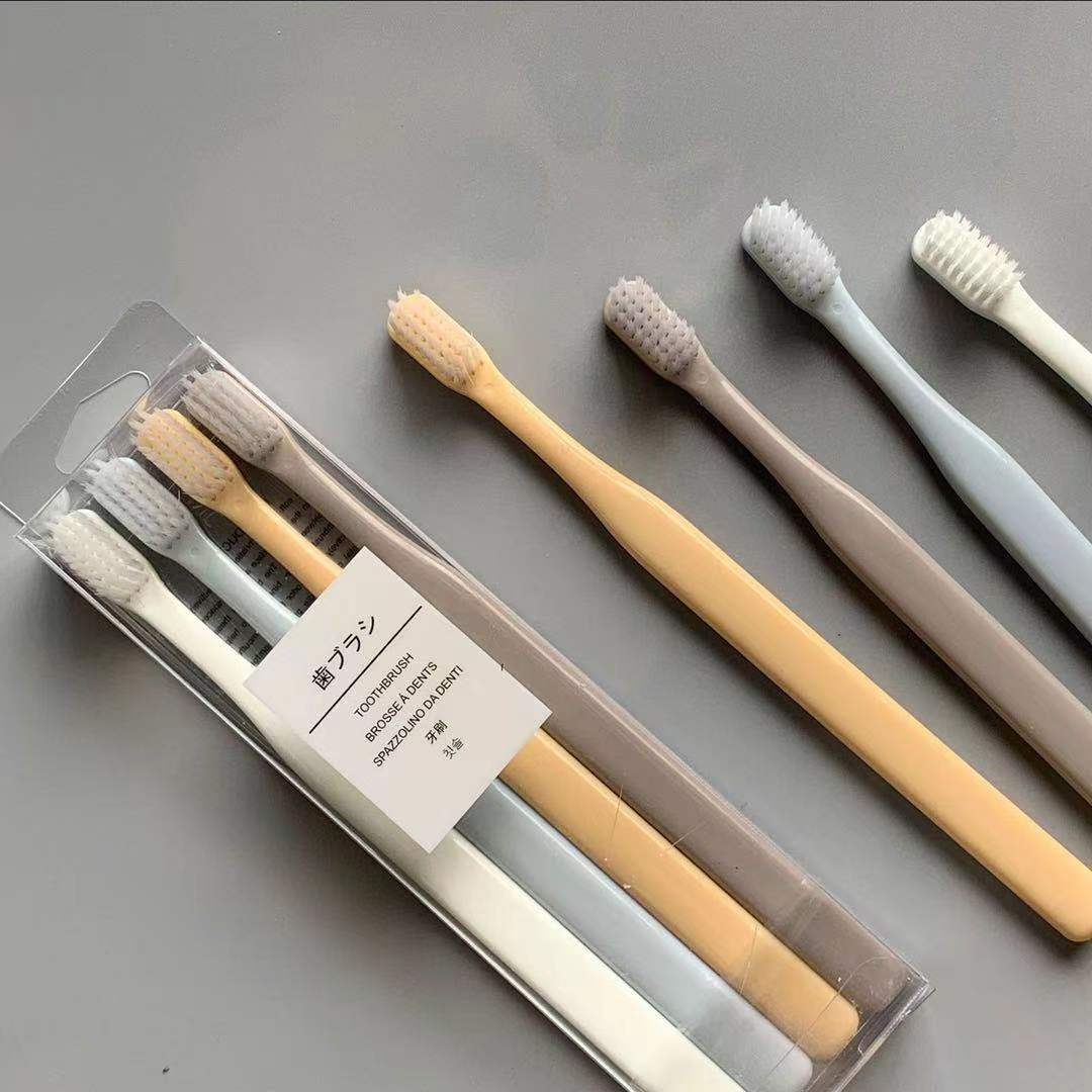 Macaron Toothbrush 4 Pcs Bamboo Charcoal Soft Bristle for Adult Family Toothbrush