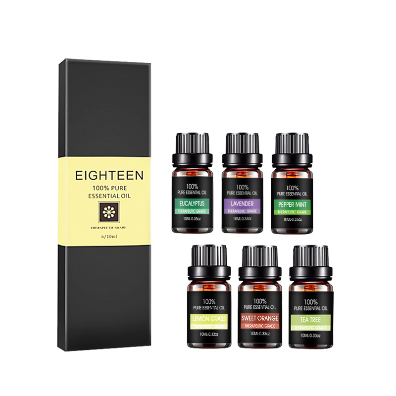 GL-0617 6pcs Set Organic Essential Oil for Diffuser, Essential Oil Grade 10ml Aromatic Oil for Skin,Aromatherapy, Massage, Hair