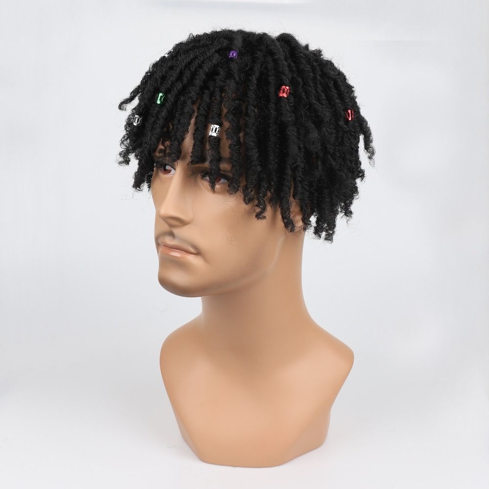 TopKiss High Temperature Resistant Curly Hair Wig for Men with Dirty Braids and Twisted Pieces Local