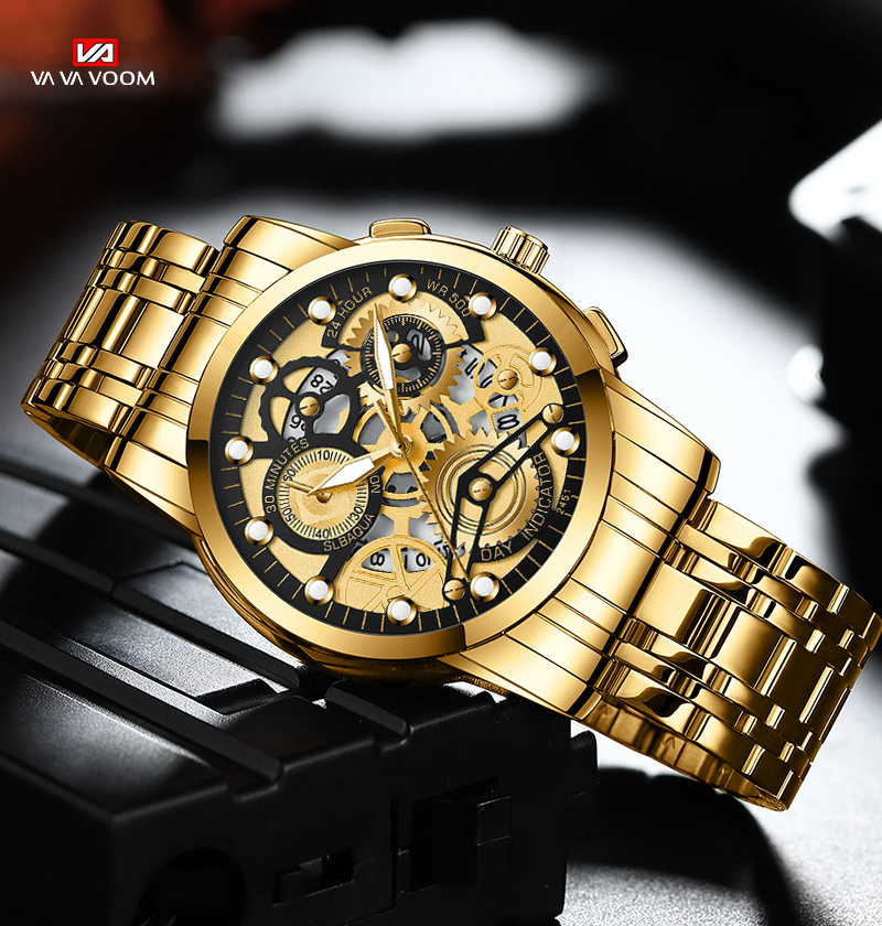 VOOM Men's automatic hollow out non mechanical business watch trend quartz watch student waterproof men's watch luminous watch