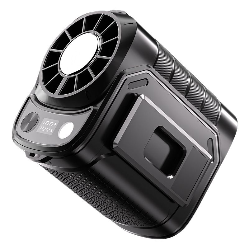 Portable belt air conditioning fan, rechargeable 3-in-1 semiconductor cooling hanging belt fan, equipped with 6000mAh battery and flashlight, three wind speeds, digital display, suitable for construction sites, outdoor, farms, fishing, camping
