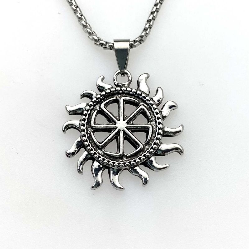 Stainless steel necklace, Viking Sun alloy pendant necklace CRRSHOP free shipping chain 60cm 