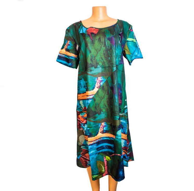 Hot Products 2024 Women Casual Summer Beach Printed Short Sleeve Plus Size M Loose Straight Dress