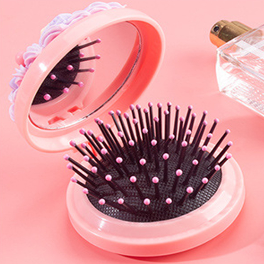 Cartoon Cute Super Cute Mirror Comb One Piece Mini Portable Portable Air Cushion Airbag Comb Cream Gel Comb One Piece Mirror Material Package DIY Material Makeup Mirror