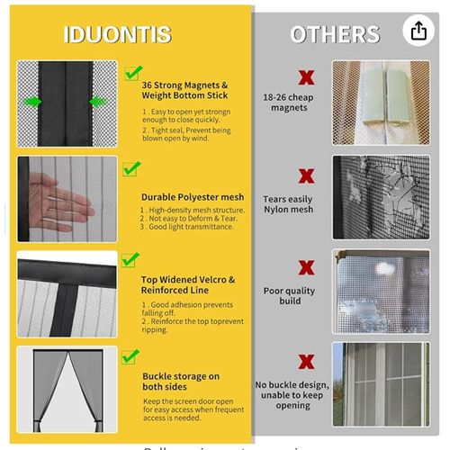 New Hot-Selling Wind Proof Mosquito Screen Door Net Curtain Anti Mosquito Mesh Fly Soft Magnetic Door Screen Curtains Mesh Magnetic Screen Door Fresh Air Flow & Keep Bugs Out-210cmX110cm

