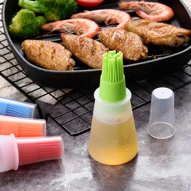 BBQ BBQ Oil Bottle Brush Silicone Kitchen BBQ Accessories Cooking Baking Oil Dispenser BBQ Tools Grease Brush