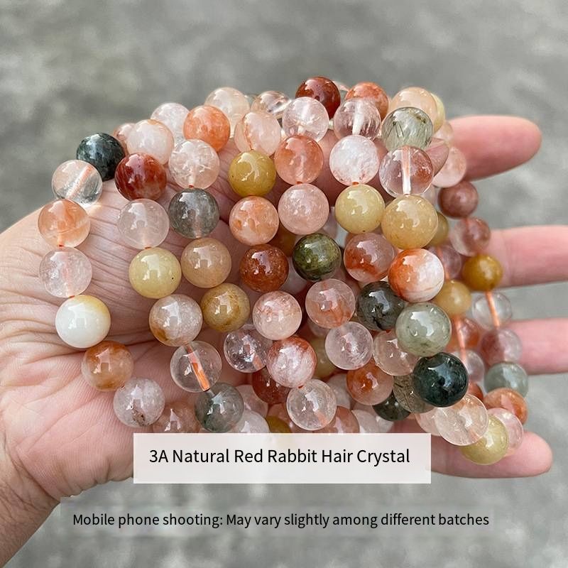 3A Grade Natural Red Rabbit Hair Crystal Beaded Bracelet, Hand Polished Round Gemstone Strand Wrist Jewelry, Multiple Sizes 6mm 8mm 10mm Smooth Bead Bangle, Elegant Stylish Daily Wear Accessory, Independent Packing, Versatile Fashion Ornament Ideal For Daily Matching, Business Gifting And Casual Stackable Wearing, Delicate Crystal Hand Jewelry With Soft Texture And Fine Handmade Craftsmanship