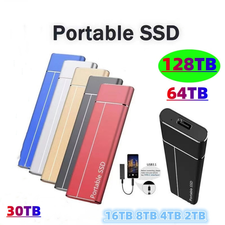 Mobile hard disk drive Digital computer parts solid state drives SSD high speed move Solid State Drive 30TB 64TB 128TB Expansion and upgrading CRRSHOP blue red orange silvery gold black USB hard drive, external hard drive, portable hard drive 