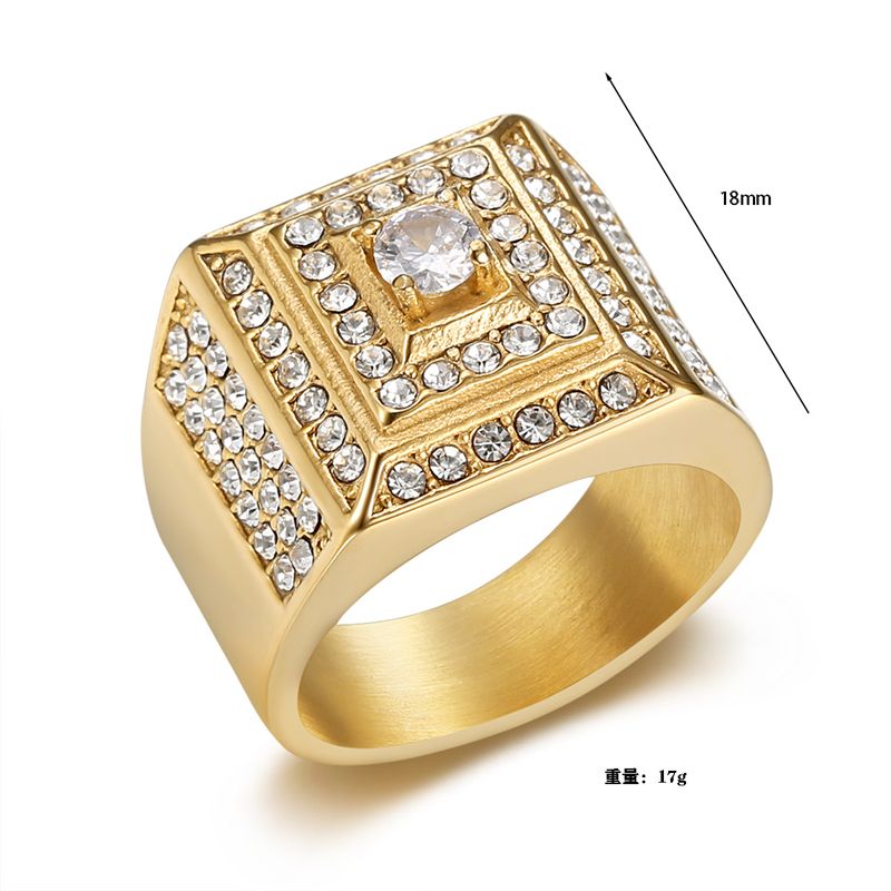 853249 Men Titanium Steel Zircon Rhinestone Gold Silver Alloy Rings For Man Male Fashion Hip Hop Ring Hand Accessories Jewellery