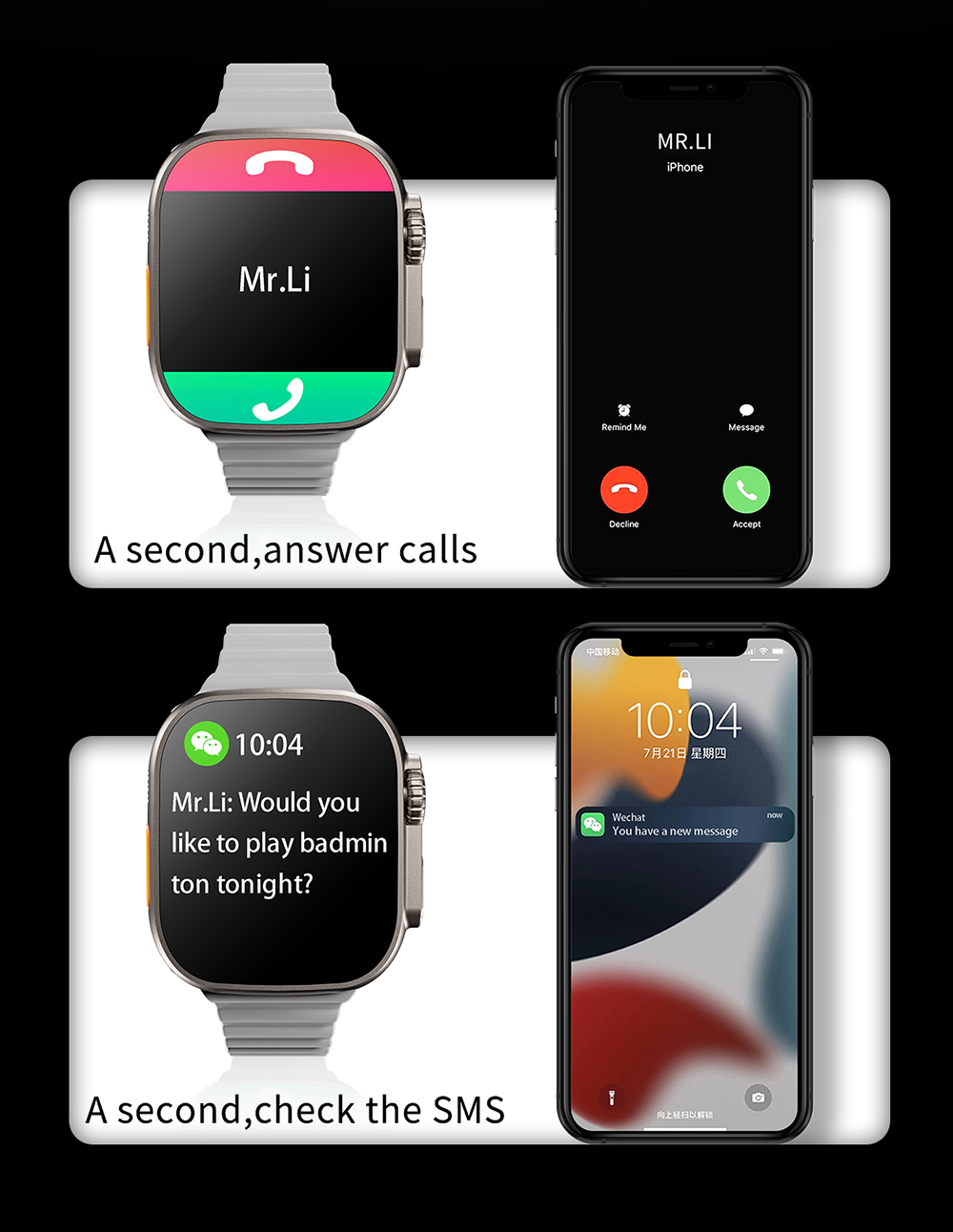 NEW U8 Ultra Smart Watch Ultra Series 8 NFC 49MM Men Women Smartwatch Bluetooth Call Waterproof Wireless Charging HD Screen for Apple