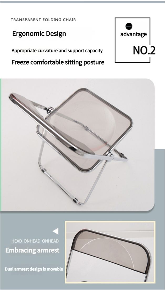 Home transparent folding chair fashionable acrylic crystal chair portable makeup chair ins style internet celebrity photo chair clothing store restaurant chair