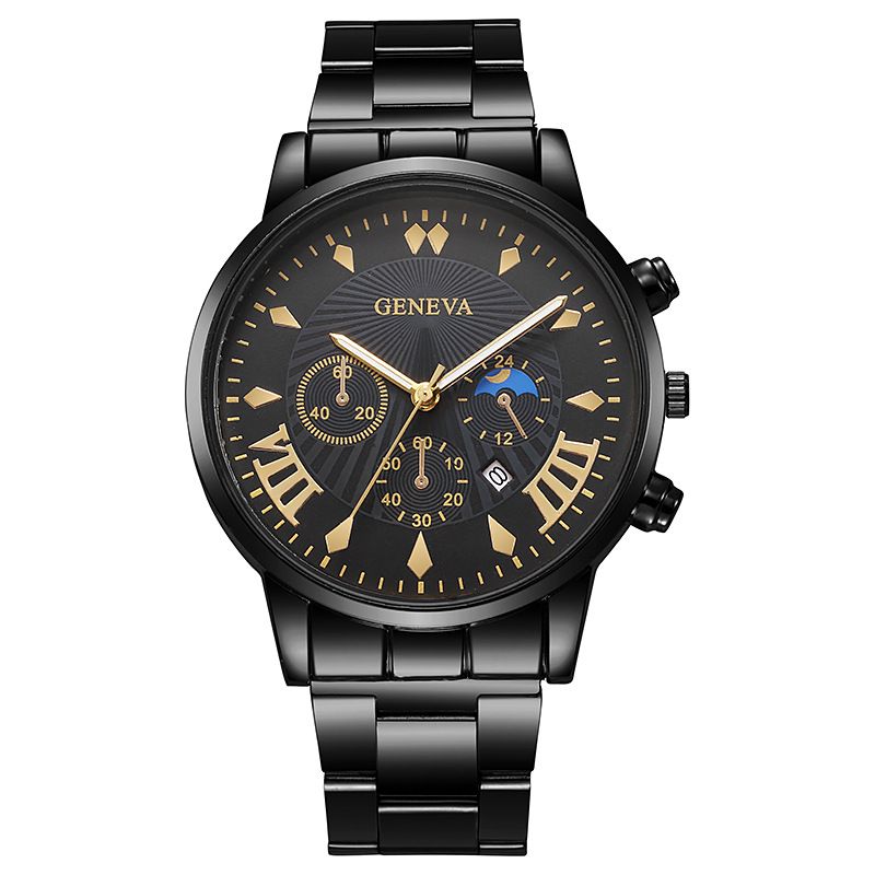 Calendar steel band watch men's large dial quartz watch men's watch foreign trade men's watchNew 4th color