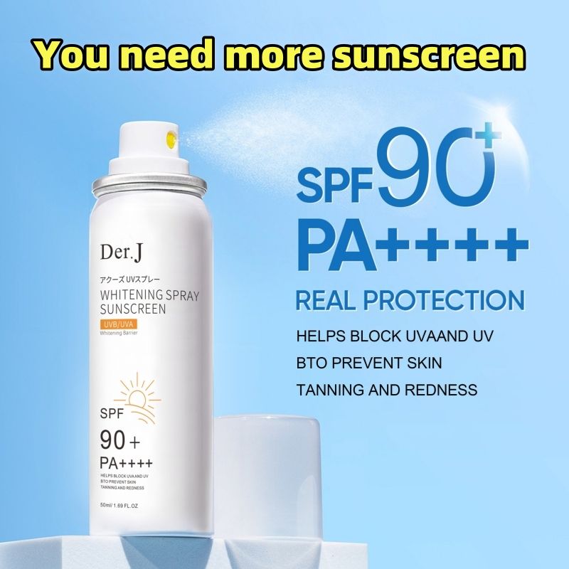 Der.J Sunscreen spray SPF90+ All weather sunscreen spray，Refreshing moisturizing sunscreen spray skin whitening 