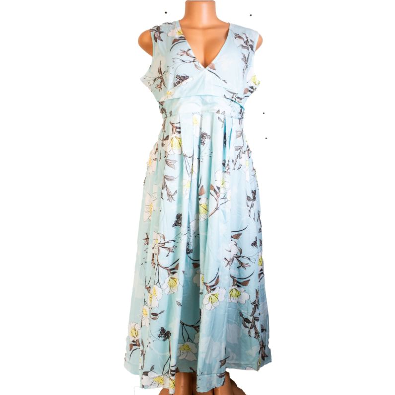 A pale blue dress with yellow flowers