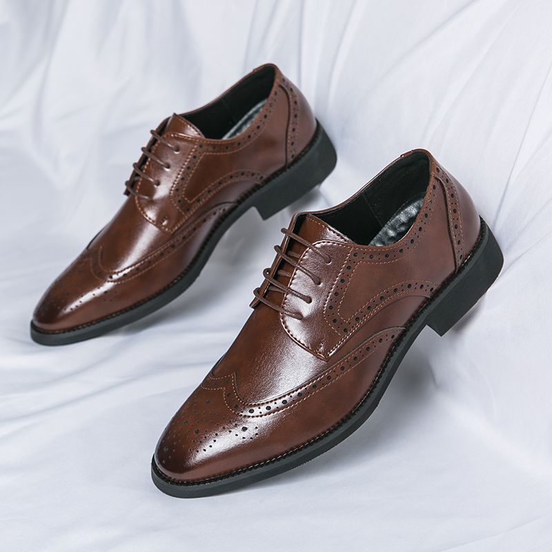 Men Oxford Brogue Leather Shoes Man Elegant Dress Formal Shoe Male Footwears The Suit For Official Office Wedding Party Business