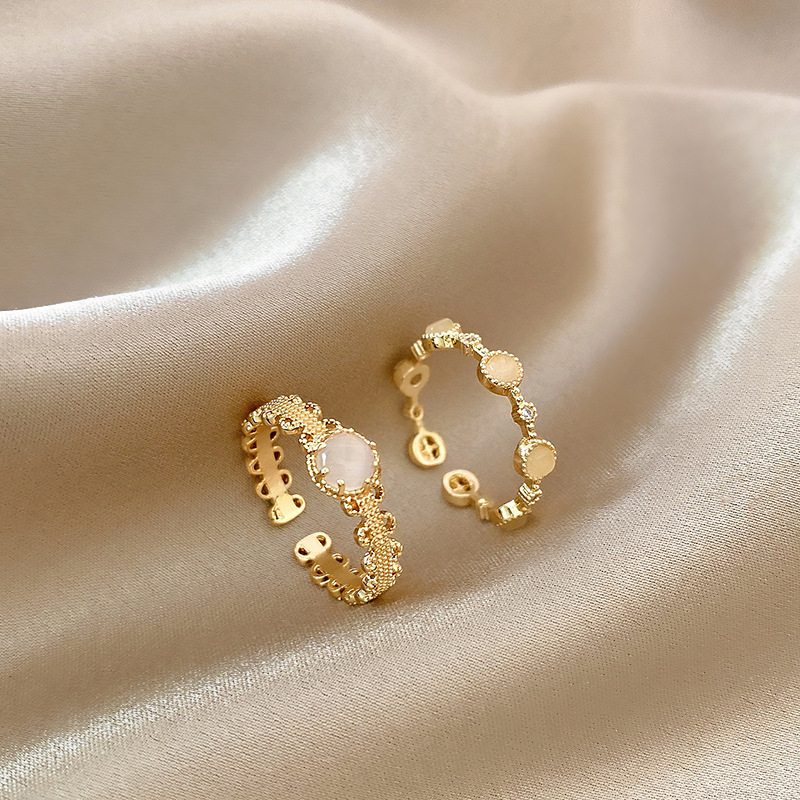 Women's Niche Simple Pearl Set Ring Opening Adjustable Ring