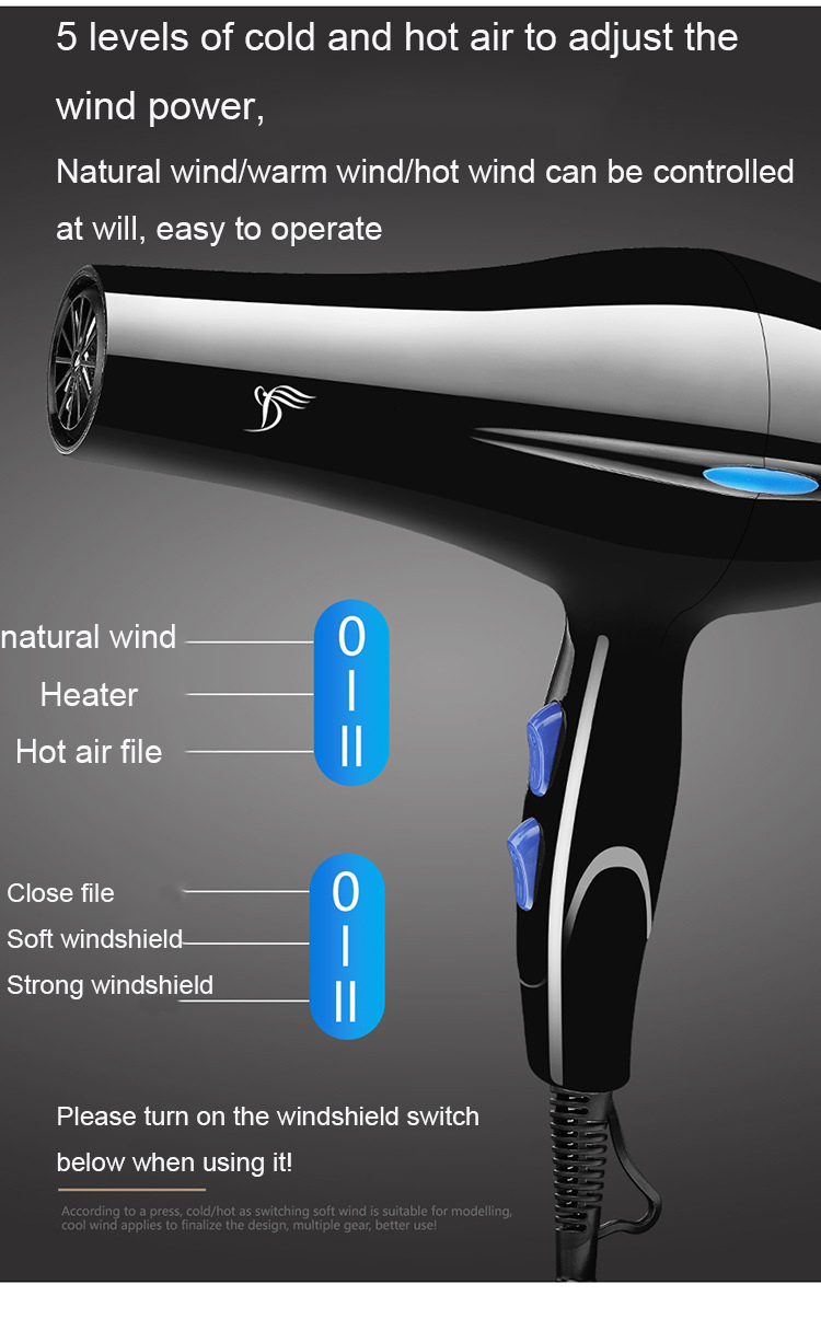 High-power Hair Dryers Professional  Hair Dryer  Household Blow Hairdryer Hot and Cold Wind UK Plug Styling Tools