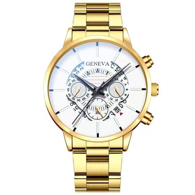 Calendar steel band watch men's large dial quartz watch men's watch foreign trade men's watch