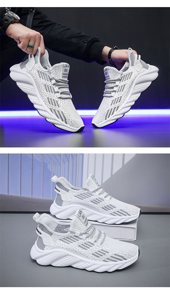 2024 autumn new breathable men's sneakers mesh men's shoes casual shoes men's fashion flying woven running shoes AD128
