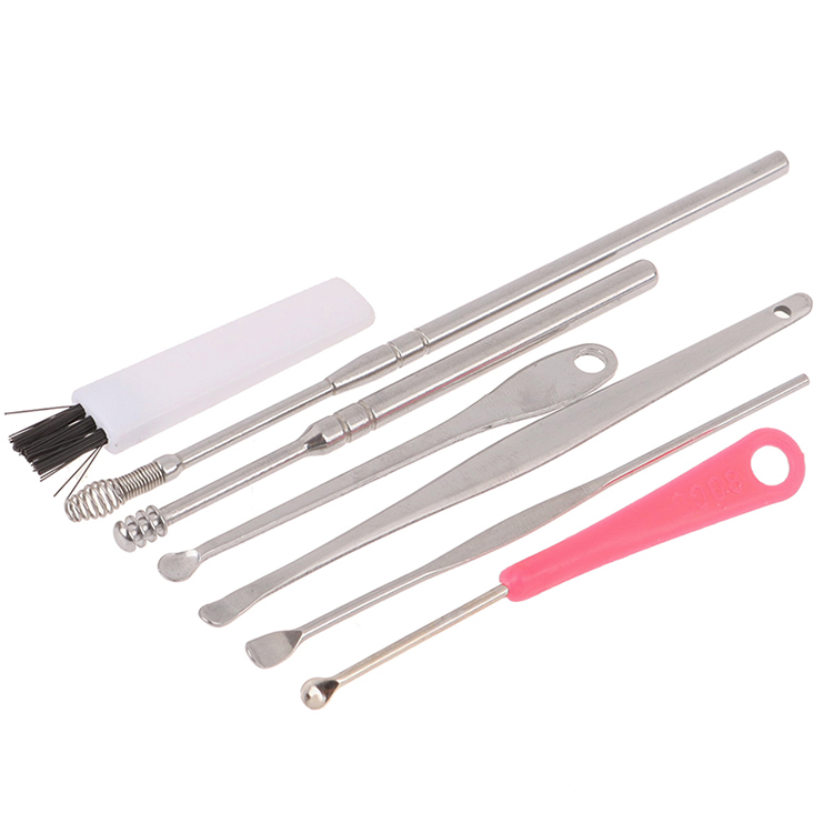 7Pcs/set Ear Wax Pickers Stainless Steel Earpick Wax Remover Curette Ear Pick Cleaner Ear Cleaner Spoon Care Ear Clean Tool 
