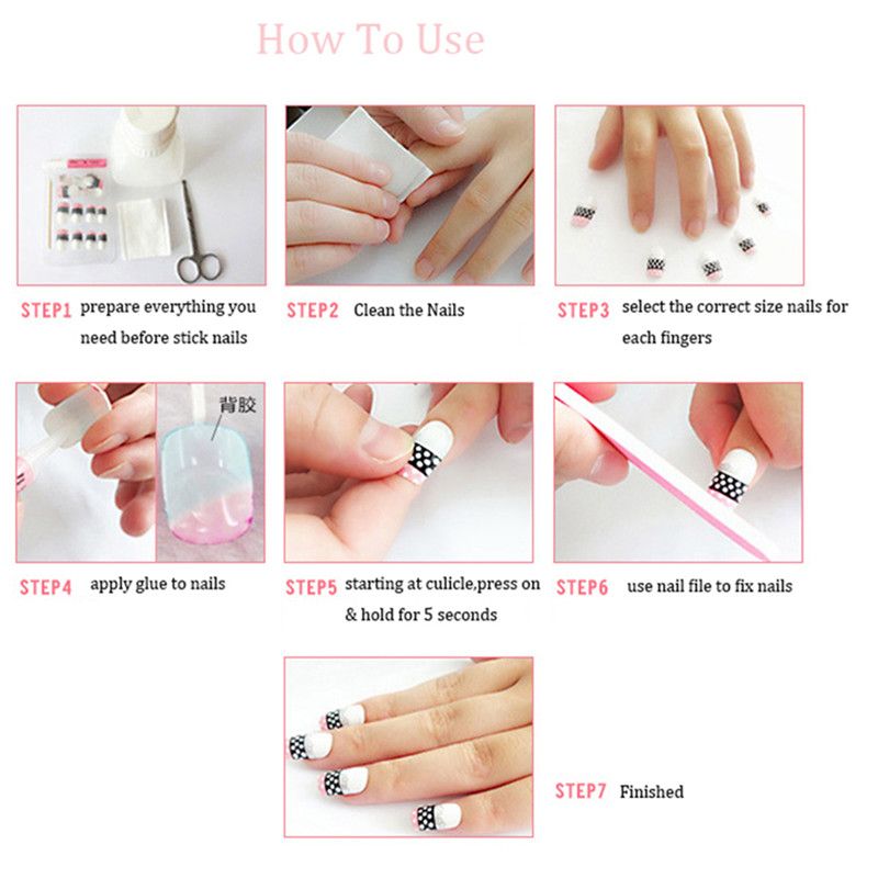 24Pcs/Box Charming Pink Flame Short Ballet Wearable Fake Nails press on Square Head Full Cover Detachable Finished Fingernails