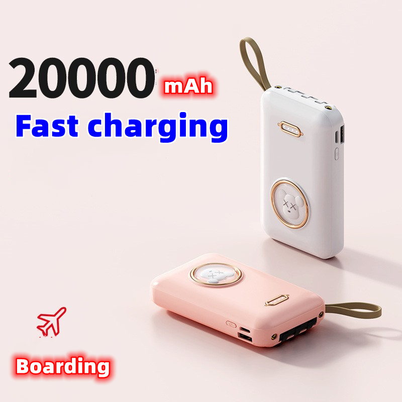 power bank Charger CRRshop Cartoon Mini Charger with cable 20000 mA high capacity fast charging mobile power gift Mobile phone charging bank