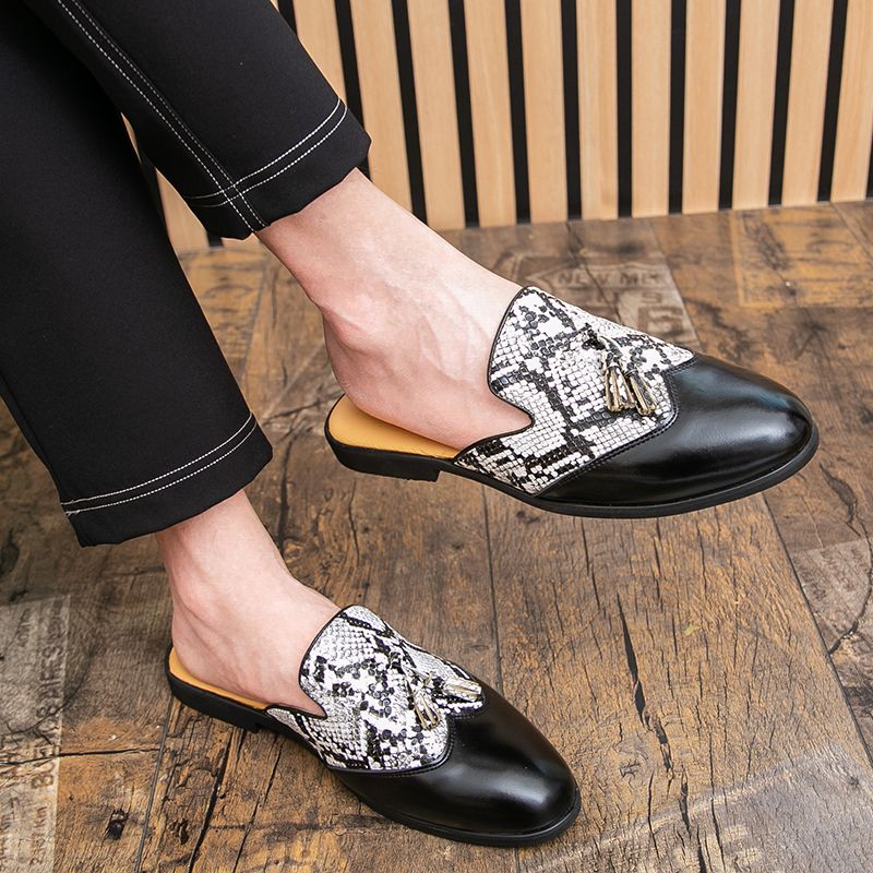 Youth Men Leisure Cool Mules Man Summer Slippers Fashion Casual Leather Loafers Flats Shoes Pu Breathable Slip On Footwears For