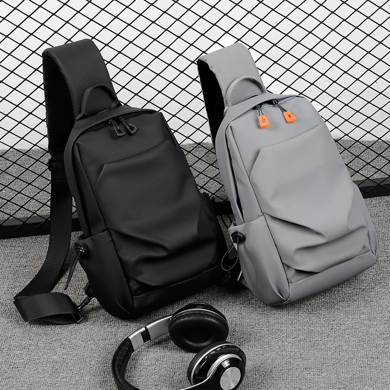 4693 Waterproof Travel Chest Bag USB Charging Port Shoulder Sling Men Cross-body Shoulder Bag