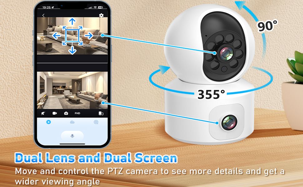 Indoor Pan/Tilt Smart Security Camera, 1080p HD Dog-Camera,2.4GHz with Night Vision,Motion Detection for Baby and Pet Monitor, Cloud & SD Card Storage, Works with Alexa& Google Home (EC70), White