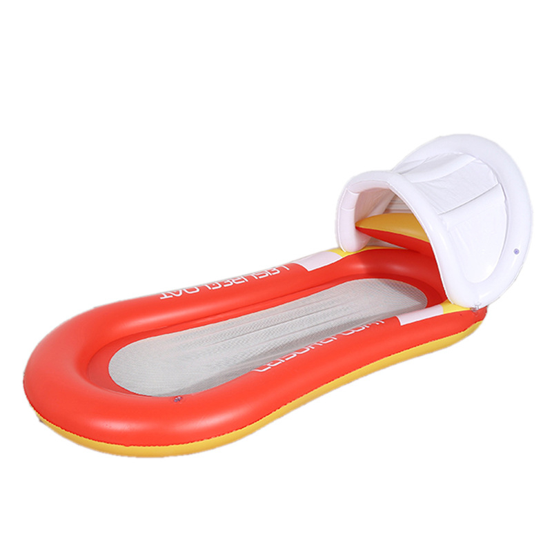 KJ6026 Pool Float with Canopy, Adult Inflatable Pool Float Raft with Shade Water Lounge