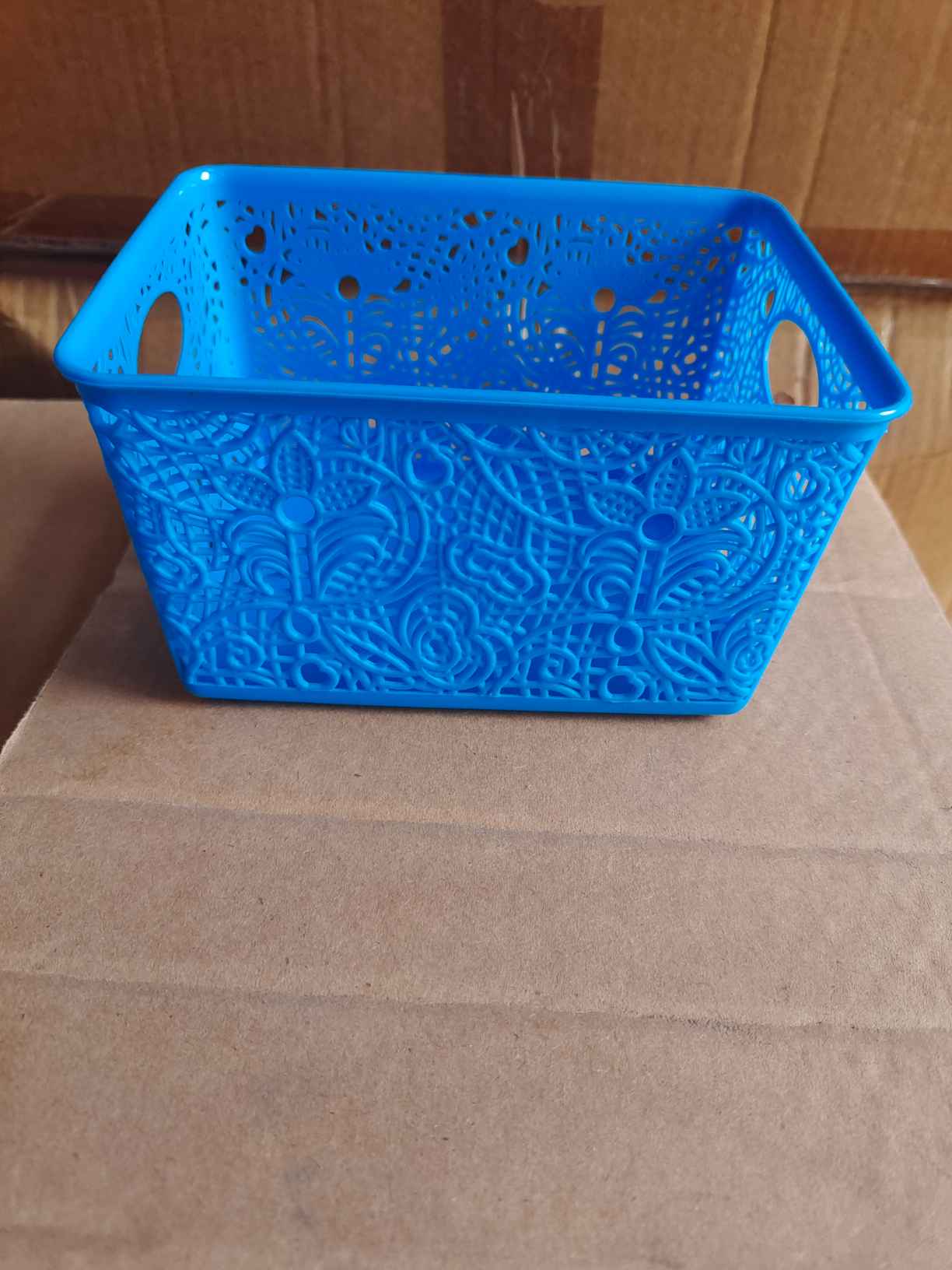 Household storage basket kitchen stacking storage basket portable desktop sundries hollow imitation rattan plastic storage basket