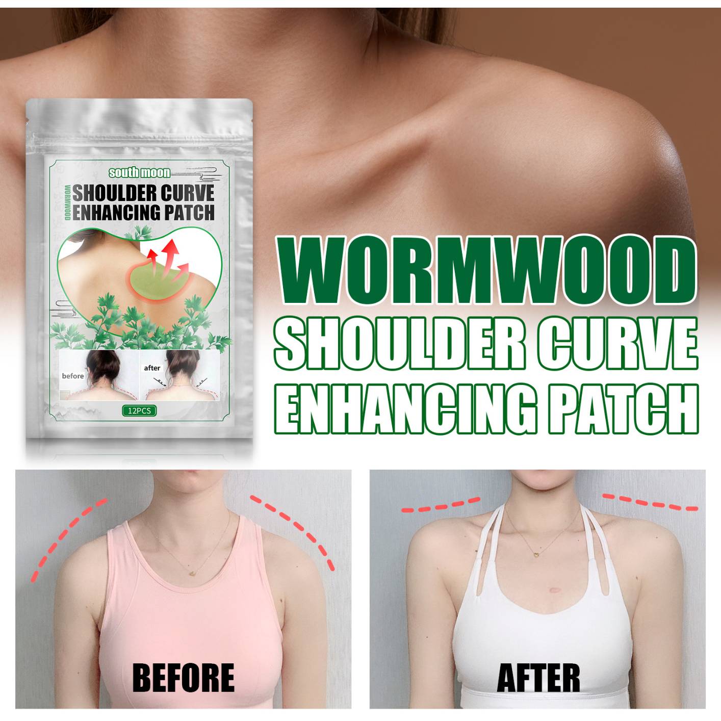 Shoulder enhancement stickers,Moxibustion Patch Natural Wormwood Sticker Mugwort Plaster Neck Shoulder Moxa Pads for Shouler Slimming