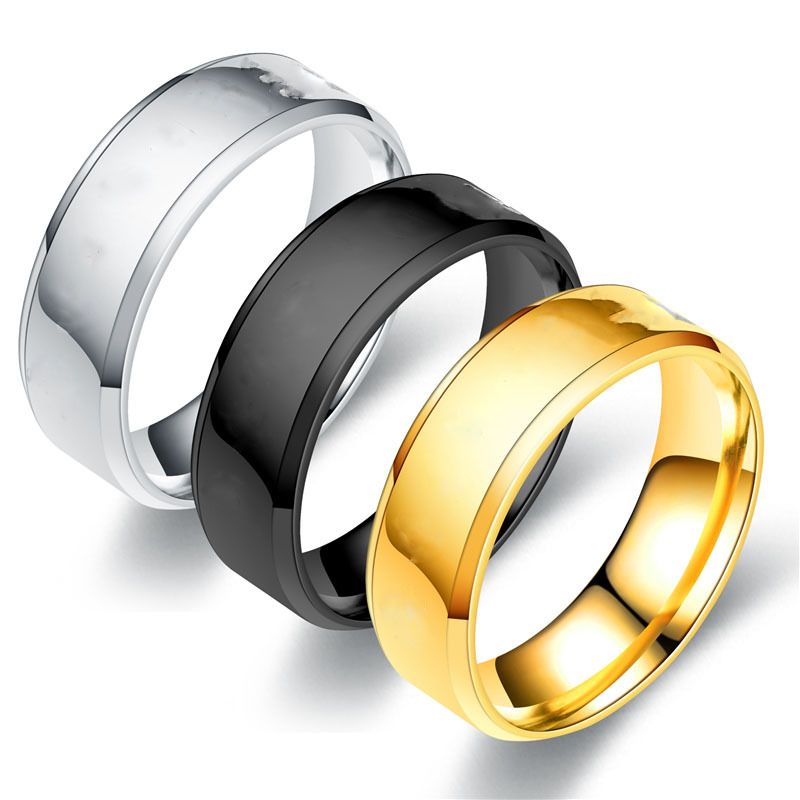 Engraved Rings Creative 6mm Glossy Ring Multi-color Stainless Steel Ring for Women Men