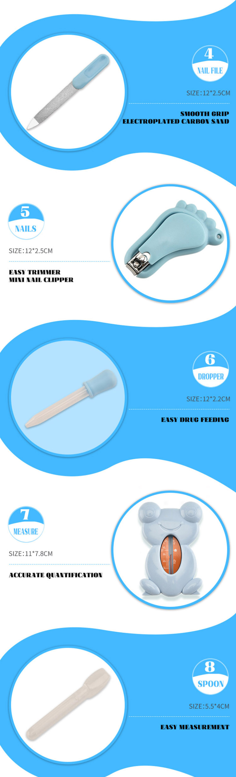 xh01 13PCS/Set Baby Health Care Newborn Baby Nail Hair Thermometer Grooming Brush Kit Care Baby Essentials Newborn Material Safety