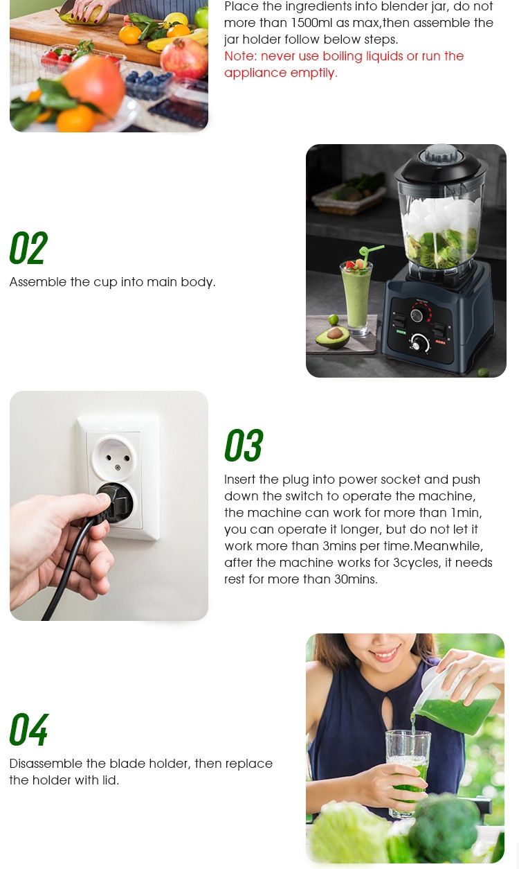 Timer function blender wall breaker food processor 2L pure copper motor