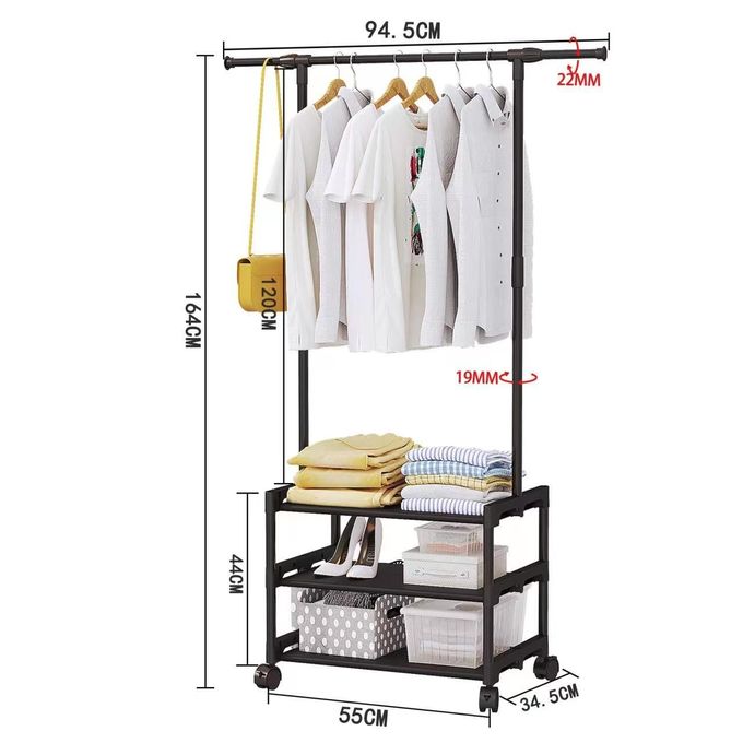 Clothes Rack With Shelves - Black