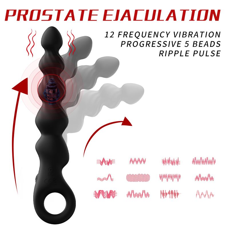 YY810 Anal Beads Sex Toys for Men, Anal Vibrator with Pull Ring Design Adult Toys Prostate Massager with 2 Powerful Motors & 12 Vibrating Modes, Male Sex Toys Dildo Anal Butt Plug for Men Women Couples