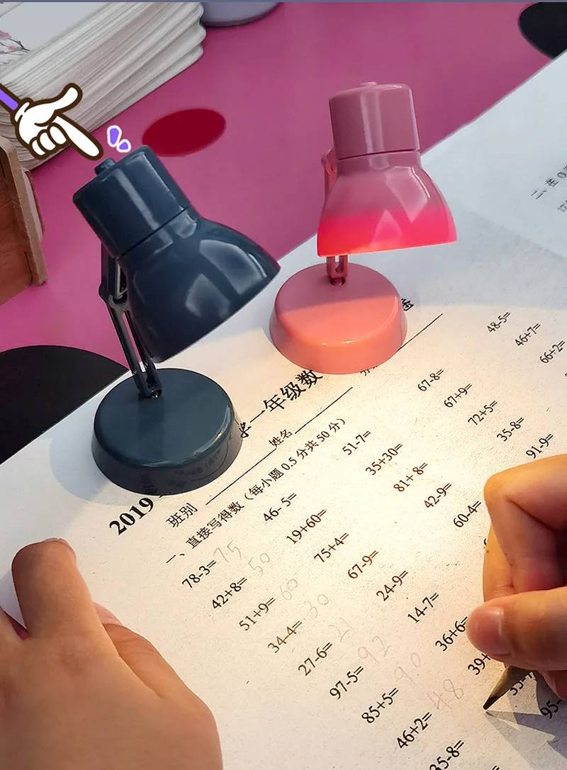 AJJP0025 Cute Mini LED Table Lamp Removable Portable Reading Auxiliary Desk Lamp Bookmark Tools Kawaii Stationery School Supplies